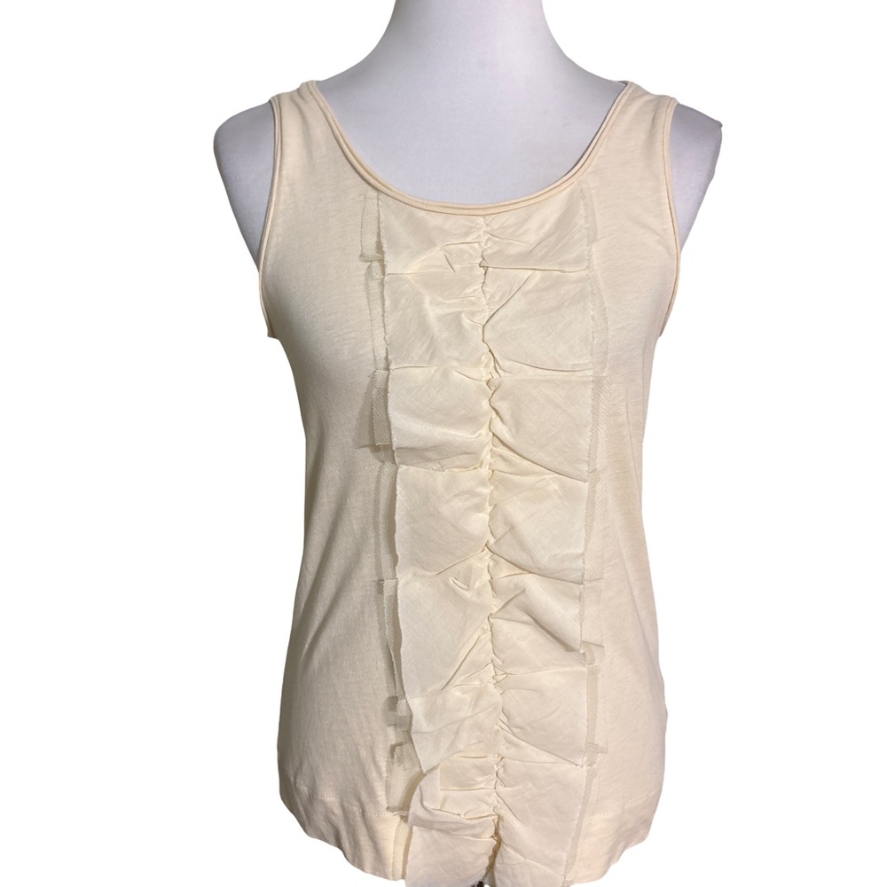 J. Crew Cream Ruffle Tank Top